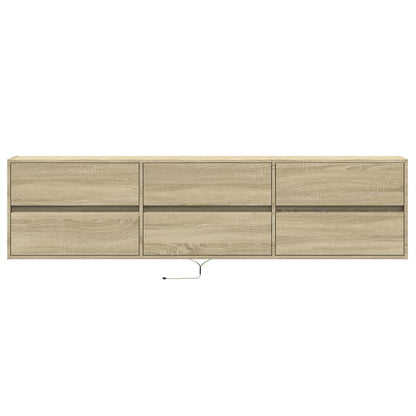 TV-benk Vegghengt med LED sonoma eik 180x31x45 cm