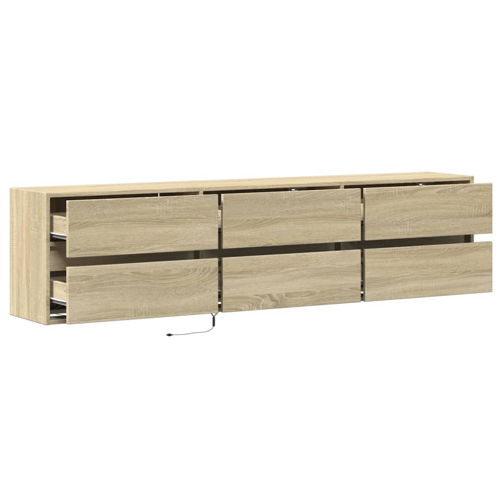 TV-benk Vegghengt med LED sonoma eik 180x31x45 cm