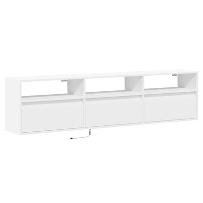 TV-benk Vegghengt med LED hvit 180x31x45 cm