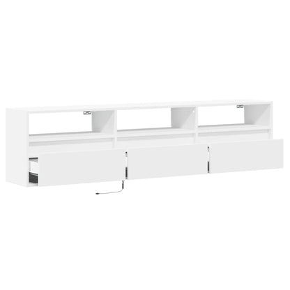 TV-benk Vegghengt med LED hvit 180x31x45 cm