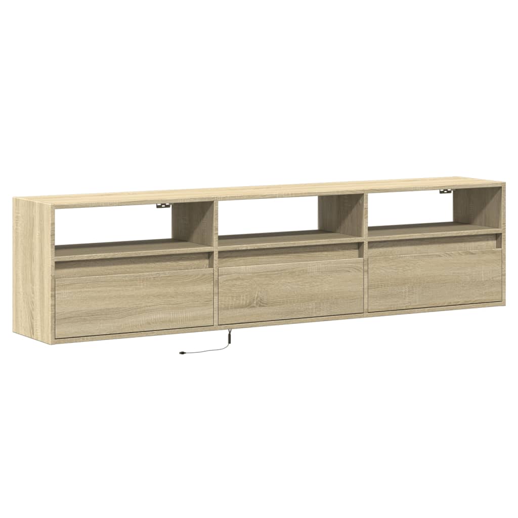 TV-benk Vegghengt med LED sonoma eik 180x31x45 cm