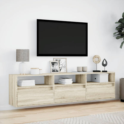 TV-benk Vegghengt med LED sonoma eik 180x31x45 cm