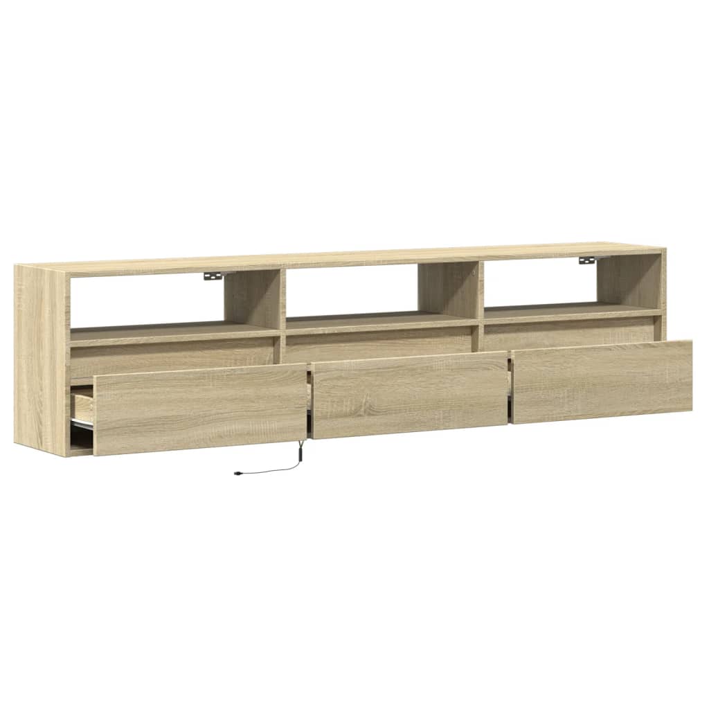 TV-benk Vegghengt med LED sonoma eik 180x31x45 cm