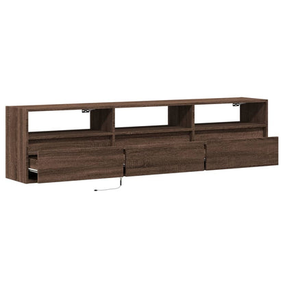 TV-benk Vegghengt med LED brun eik 180x31x45 cm