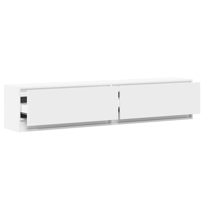 TV-benk Vegghengt med LED hvit 180x31x38 cm