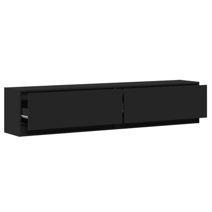 TV-benk Vegghengt med LED svart 180x31x38 cm