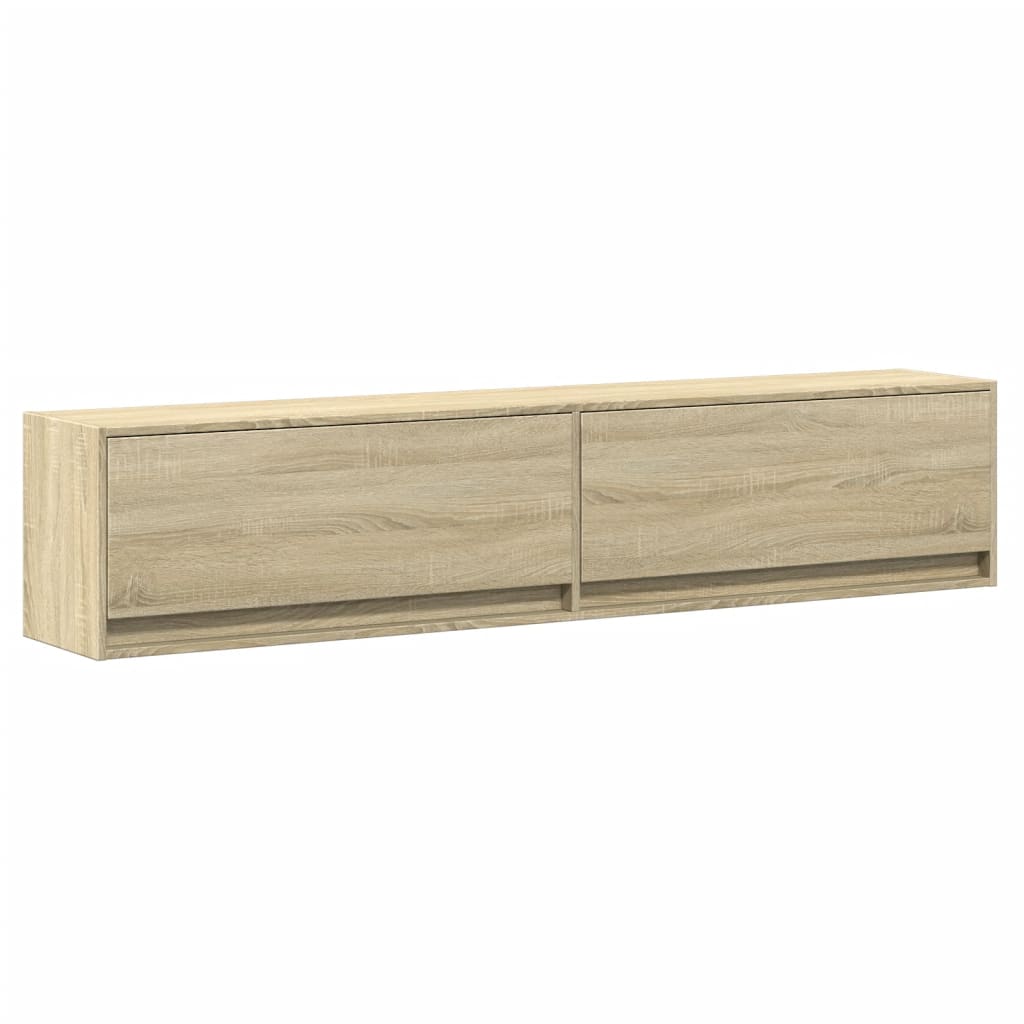 TV-benk Vegghengt med LED sonoma eik 180x31x38 cm