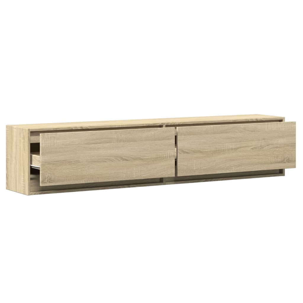 TV-benk Vegghengt med LED sonoma eik 180x31x38 cm