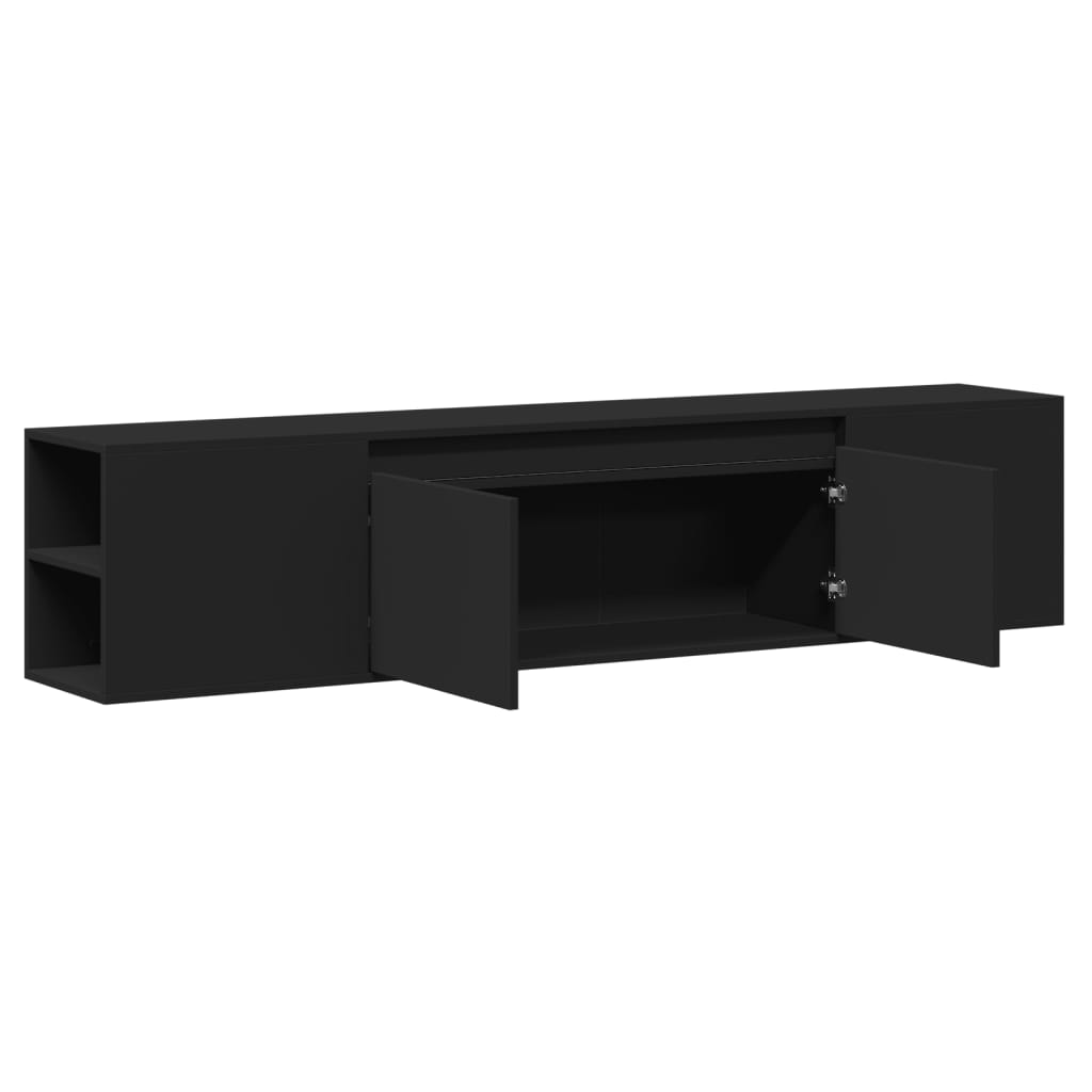 TV-benk Vegghengt med LED svart 180x31x39,5 cm