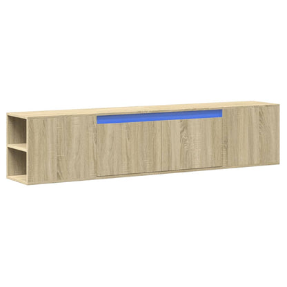 TV-benk Vegghengt med LED sonoma eik 180x31x39,5 cm