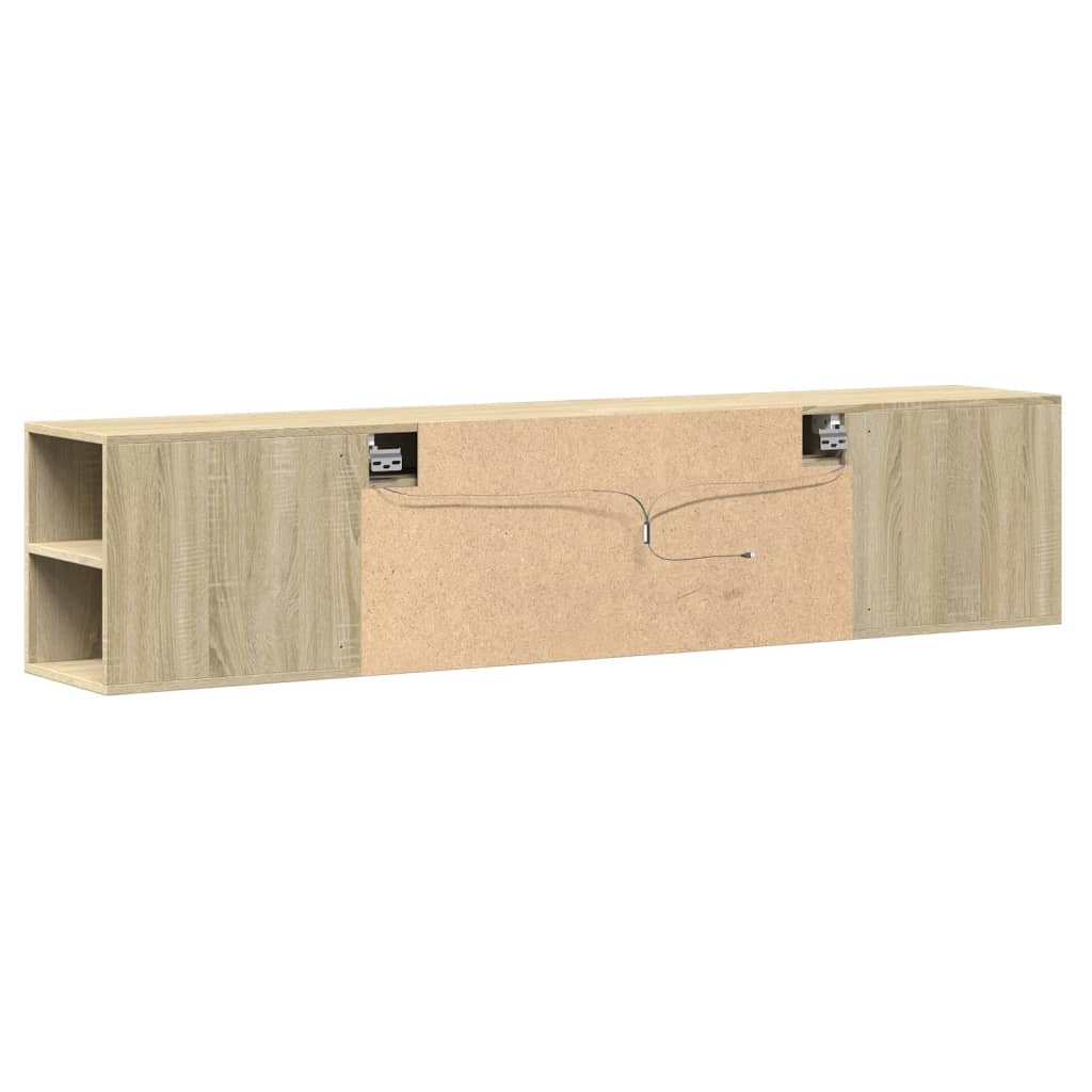 TV-benk Vegghengt med LED sonoma eik 180x31x39,5 cm