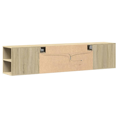 TV-benk Vegghengt med LED sonoma eik 180x31x39,5 cm