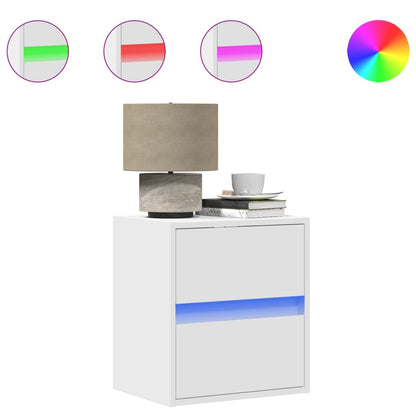 Nattbord Sengbord Vegghengt med LED-lys hvit