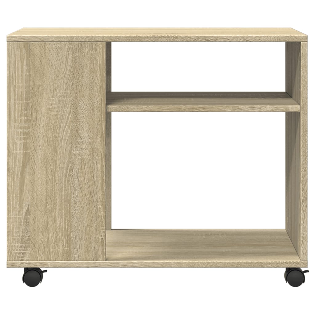 Sidebord med hjul sonoma eik 70x35x60 cm konstruert tre