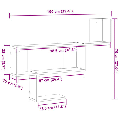 Vegghylle sonoma eik 100x15x70 cm sponplate