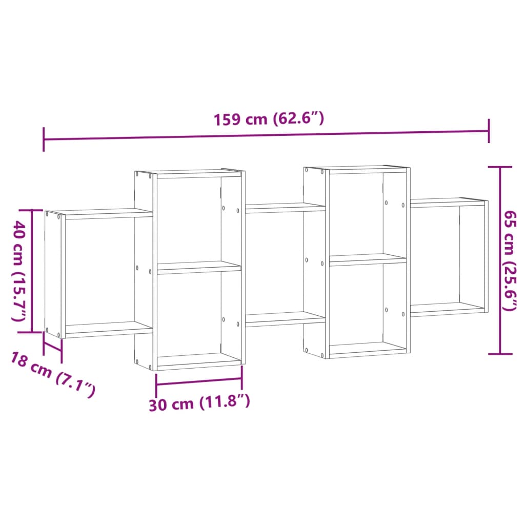 Vegghylle hvit 159x18x65 cm sponplate