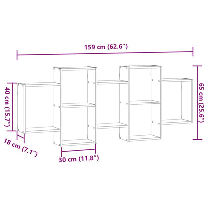 Vegghylle hvit 159x18x65 cm sponplate