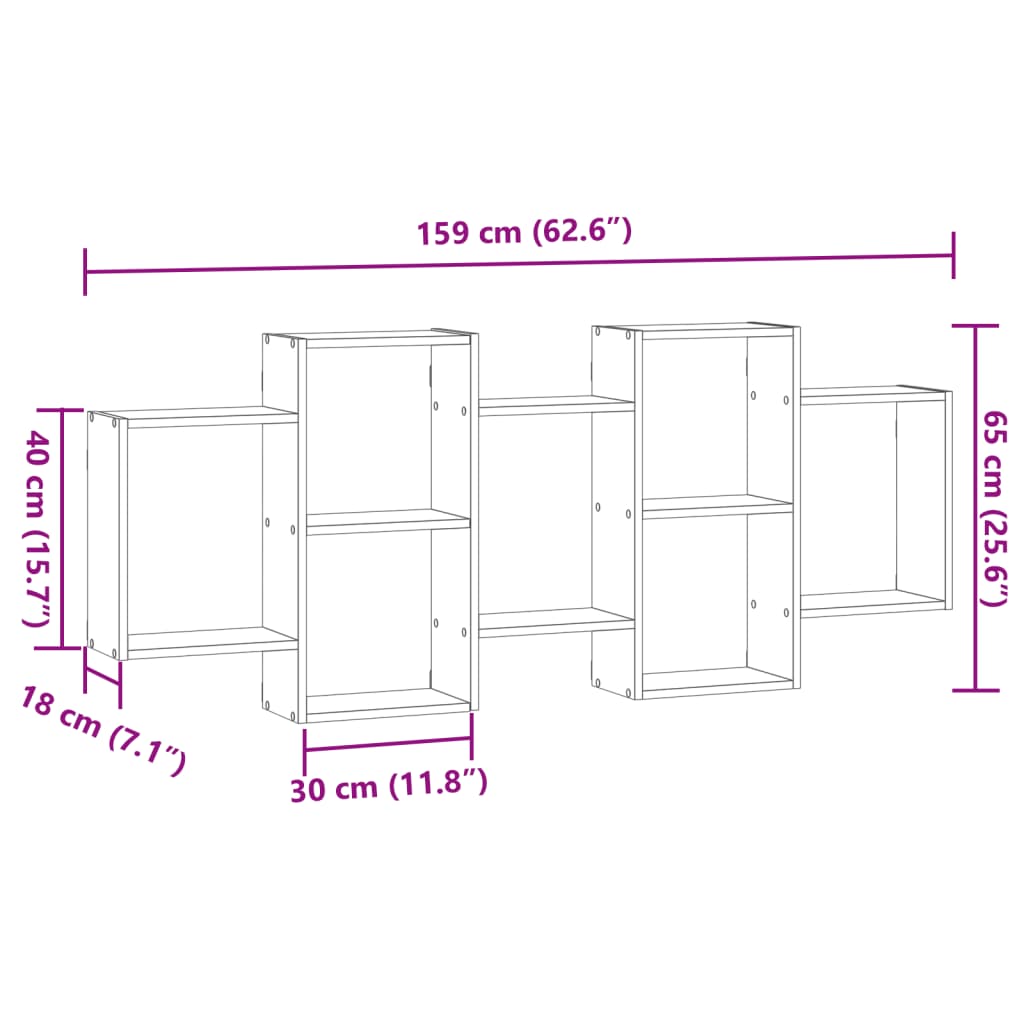 Vegghylle sonoma eik 159x18x65 cm konstruert tre