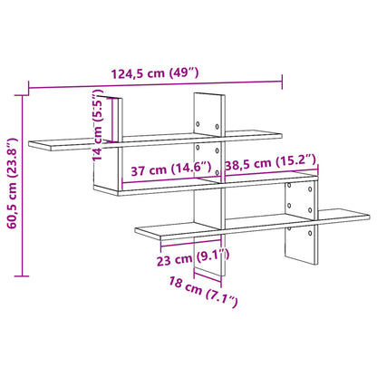 Vegghylle hvit 124,5x18x60,5 cm konstruert tre