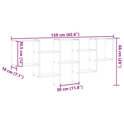 Vegghylle betonggrå 159x18x66 cm konstruert tre