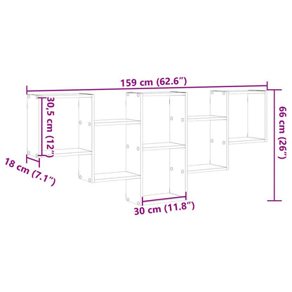 Vegghylle røkt eik 159x18x66 cm konstruert tre