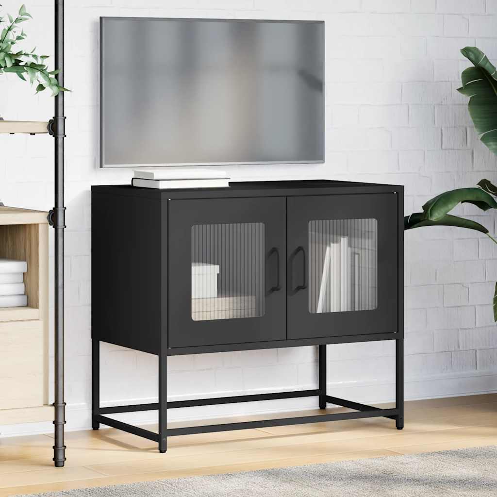 TV-skap Sort 68x39x60,5 cm Kaldvalset Stål