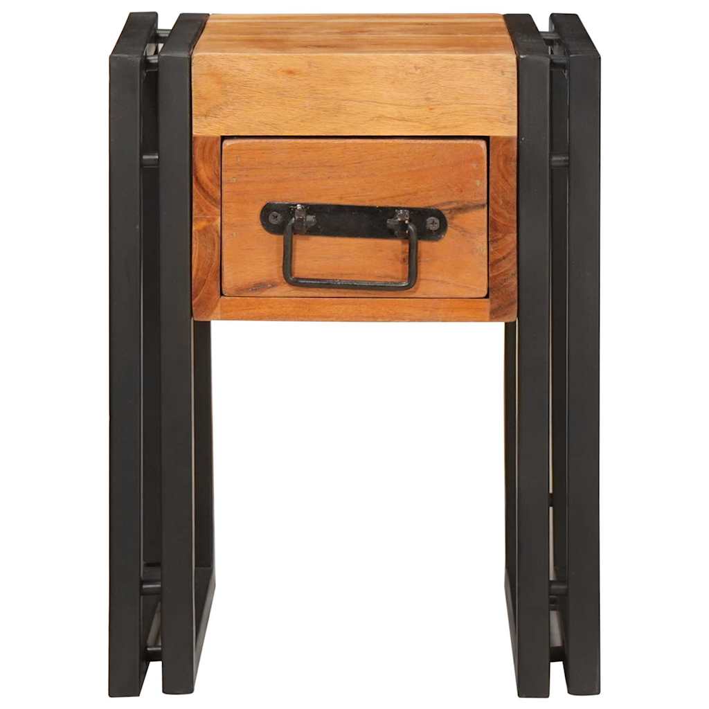 Sidebord Tre med skuff 30 x 30 x 40 cm Massiv akasie Tre og metall
