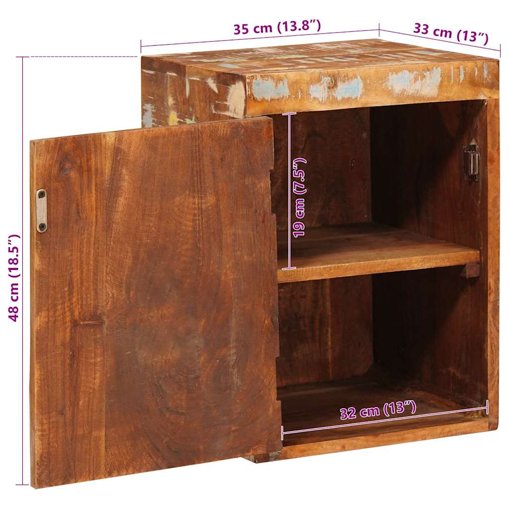 Nattbord Sengbord Brun 35 x 33 x 48 cm Massiv Rektivert Tre