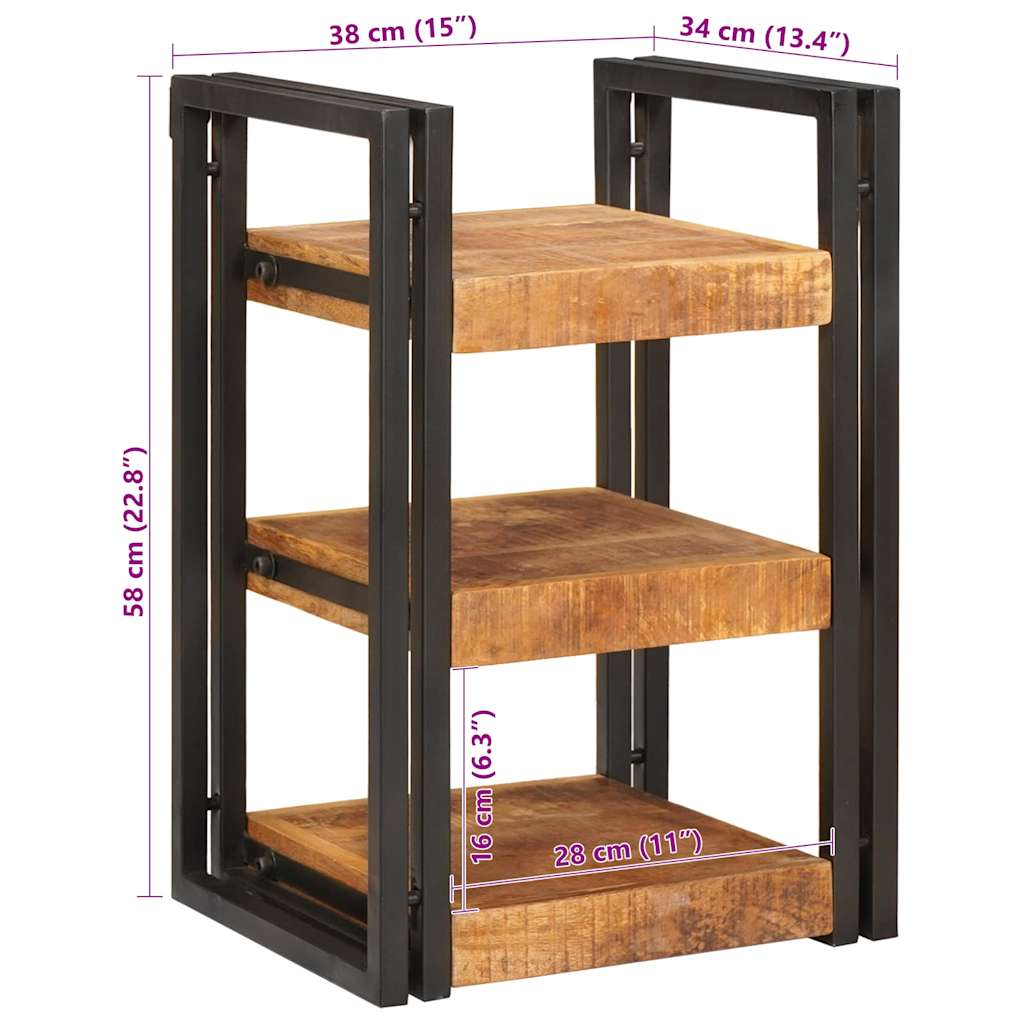 Nattbord Sengbord Brunt og Svart 38 x 33 x 58 cm Massiv mango tre