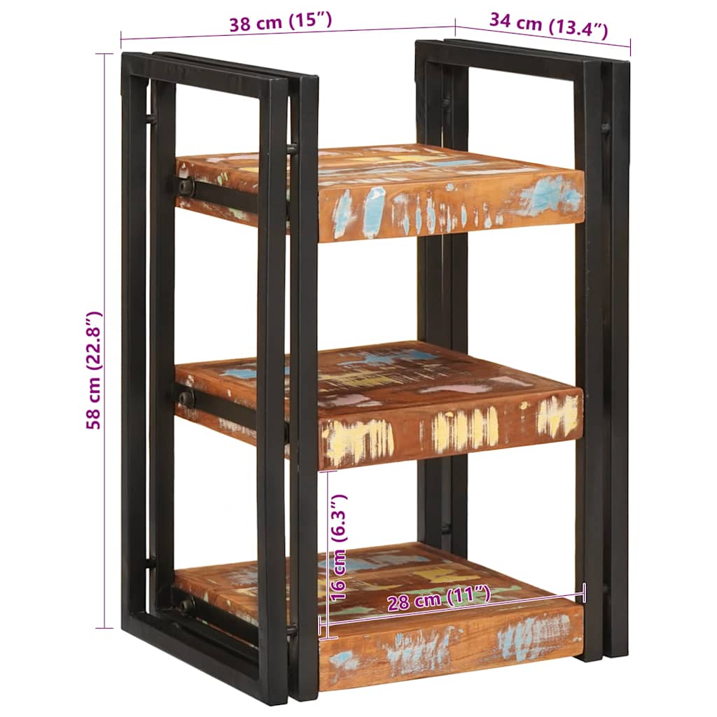 Nattbord Sengbord Brunt og Svart 38 x 33 x 58 cm Massiv Rektivert Tre