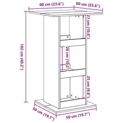 Barbord kafebord Bistrobord med oppbevaring svart 60x60x102 cm konstruert tre