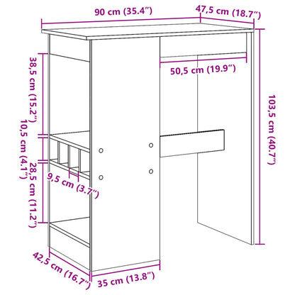 Barbord kafebord Bistrobord med stativer hvit 90x47,5x103,5 cm konstruert tre