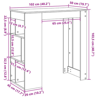 Barbord kafebord Bistrobord med stativer hvit 102x50x103,5 cm konstruert tre