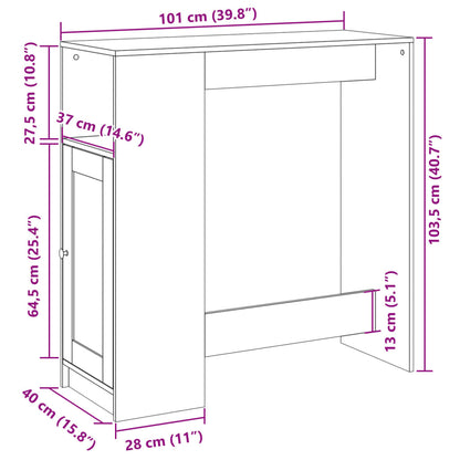 Barbord kafebord Bistrobord med stativer hvit 101x40x103,5 cm konstruert tre