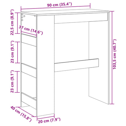 Barbord kafebord Bistrobord med stativer hvit 90x40x103,5 cm konstruert tre