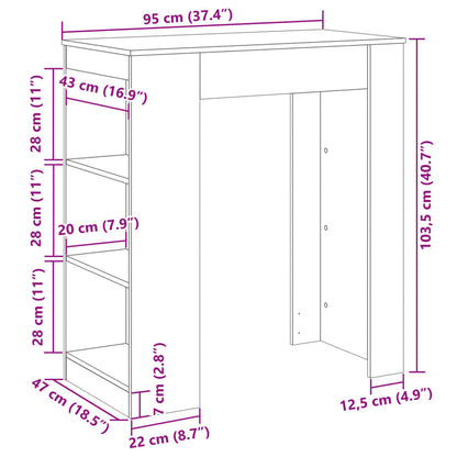 Barbord kafebord Bistrobord med stativer hvit 95x47x103,5 cm konstruert tre