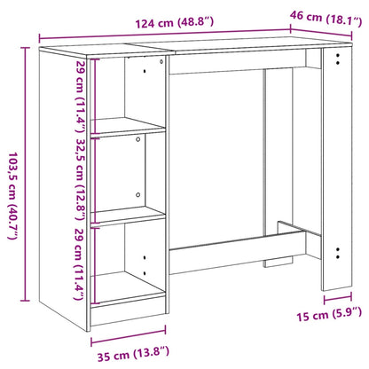 Barbord kafebord Bistrobord med hylle artisan eik 124x46x103,5 cm konstruert tre