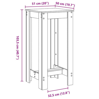 Barbord kafebord Bistrobord hvit 51x50x103,5 cm konstruert tre