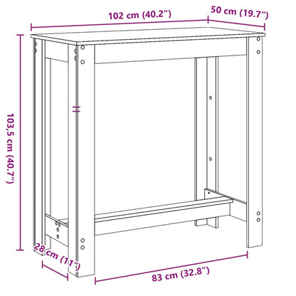 Barbord kafebord Bistrobord hvit 102x50x103,5 cm konstruert tre