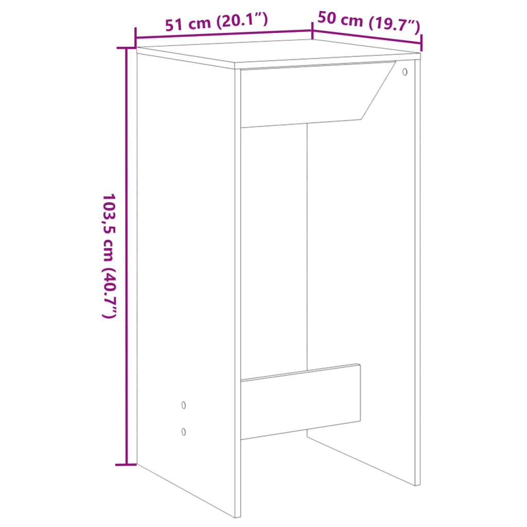 Barbord kafebord Bistrobord hvit 51x50x103,5 cm konstruert tre