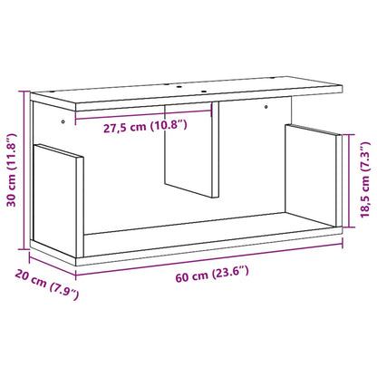 Vegghylle 60x20x30 cm gammelt tre konstruert tre