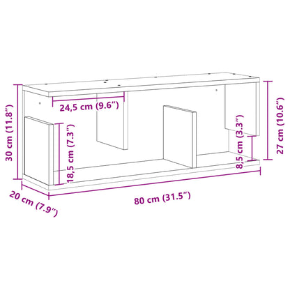 Vegghylle 80x20x30 cm hvit konstruert tre