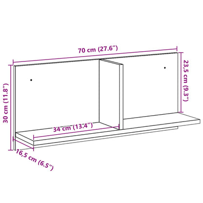 Vegghylle 70x16,5x30 cm hvit konstruert tre