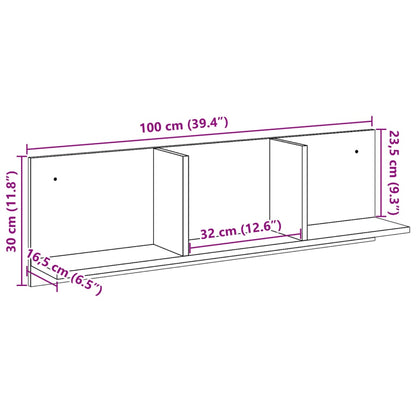 Vegghylle 100x16,5x30 cm hvit konstruert tre