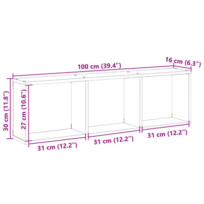 Vegghylle 100x16x30 cm betonggrå konstruert tre