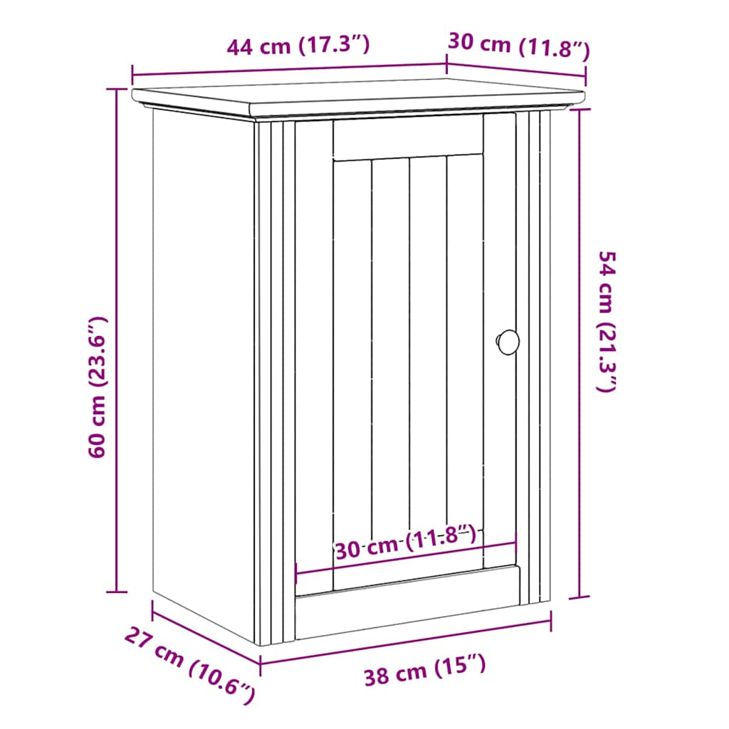 Veggskap for baderom BODO hvit 44x30x60 cm