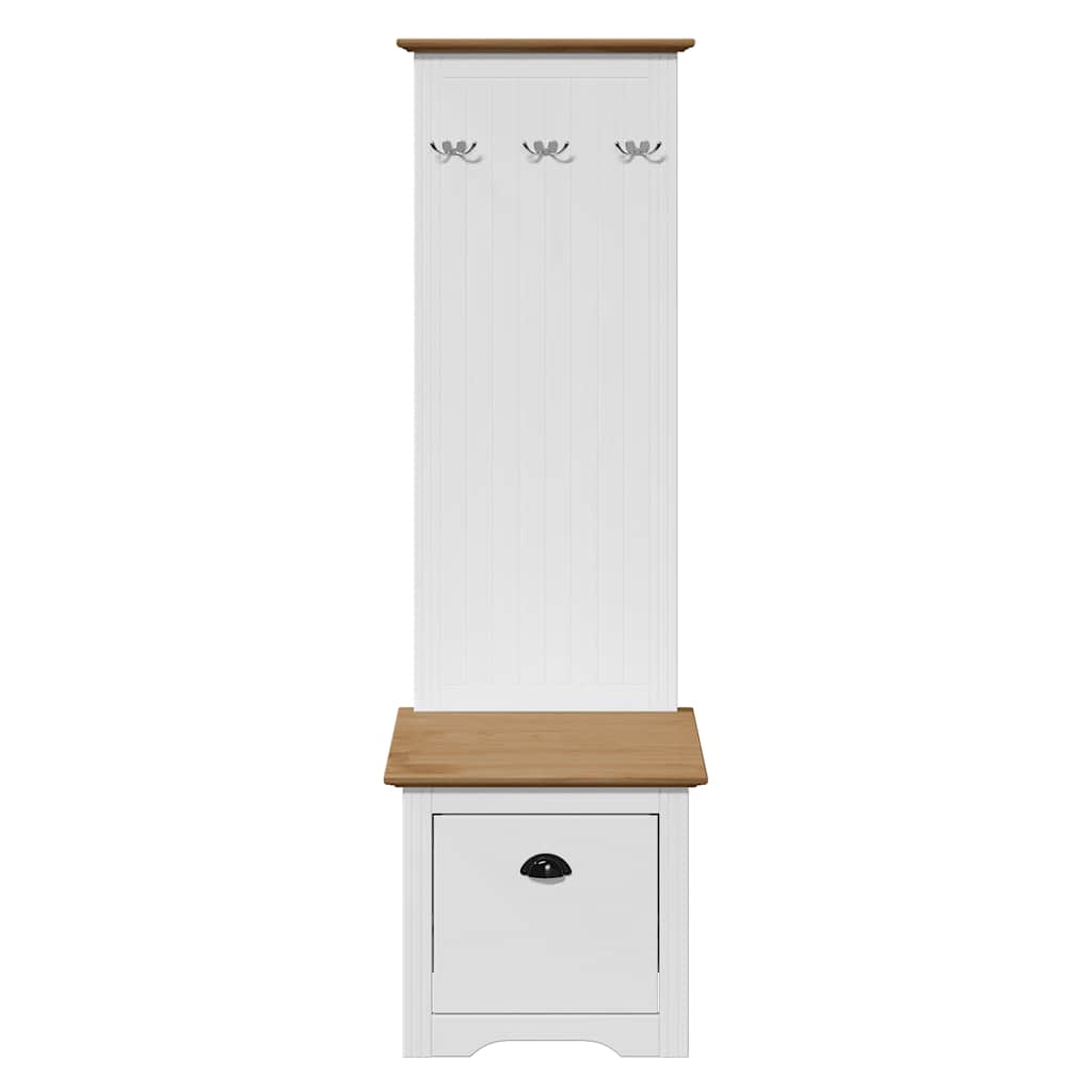 Hallmøbel Gangskap med kroker BODO Hvit og Brun 50x40x157 cm