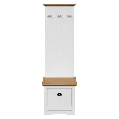 Hallmøbel Gangskap med kroker BODO Hvit og Brun 50x40x157 cm