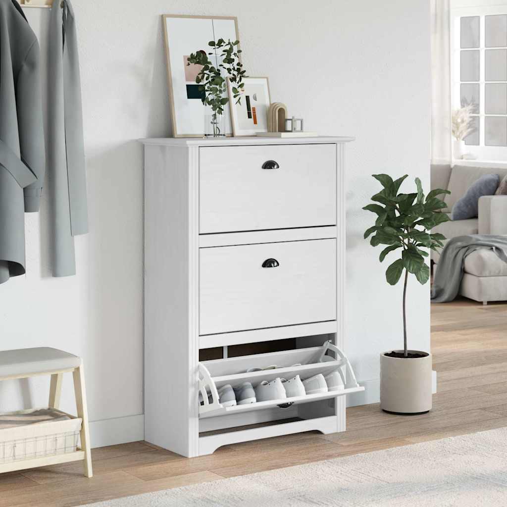 Skoskap Skohylle Skobenk Hvit BODO 80x35x118 cm