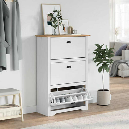 Skoskap Skohylle Skobenk Hvit BODO Brun 80x35x118 cm